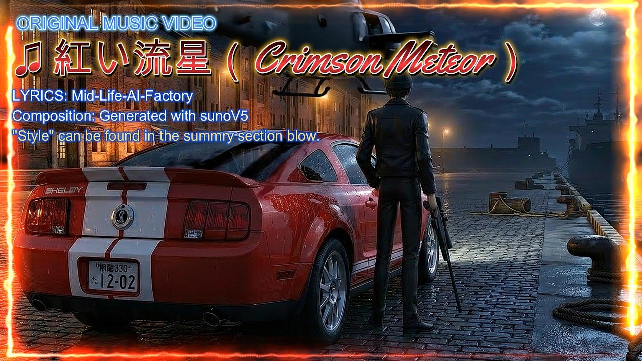 【挿入曲 Full Ver.】「紅い流星（Crimson Meteor）」フォード・マスタング GT500をAIで走行させるシリーズの挿入曲完全版 #ai #suno #veo3 #jpop