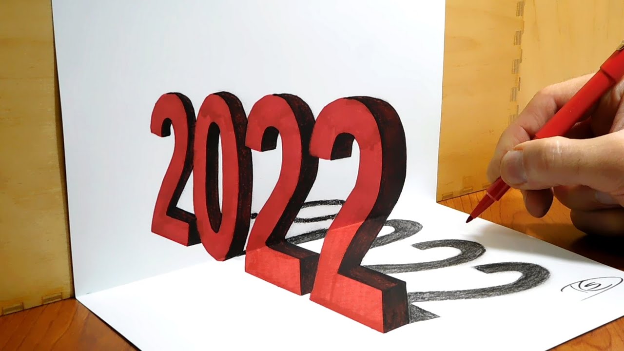 How to Draw 2022, 3D Drawing Trick Art On Paper