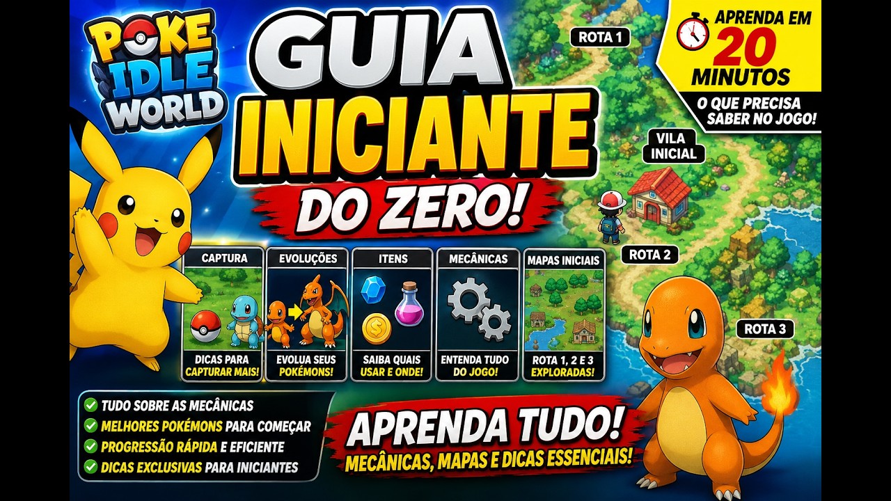 POKE IDLE WORLD : GUIA INICIAL - APRENDENDO MECANICAS E MAPAS DO JOGO .