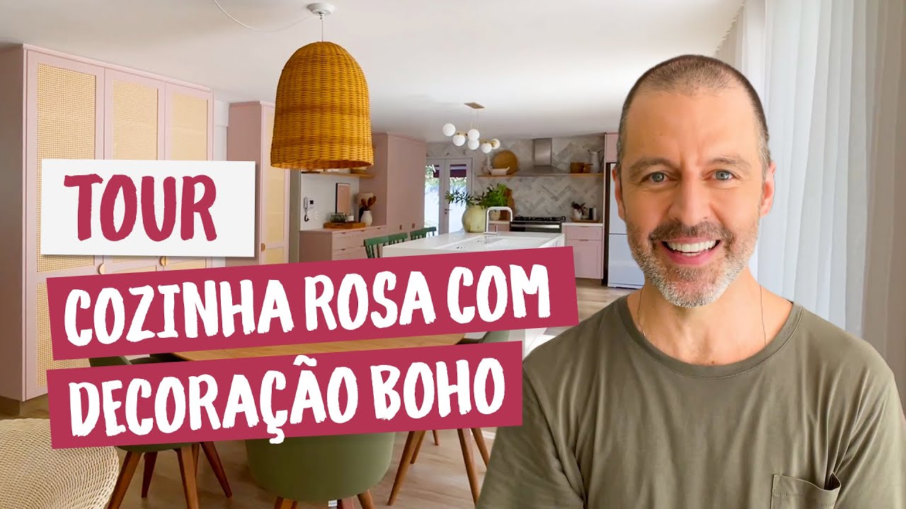 SALA COM DÉCOR BOHO E COZINHA ROSA NO ESTILO SHAKER ! | PARTE 1