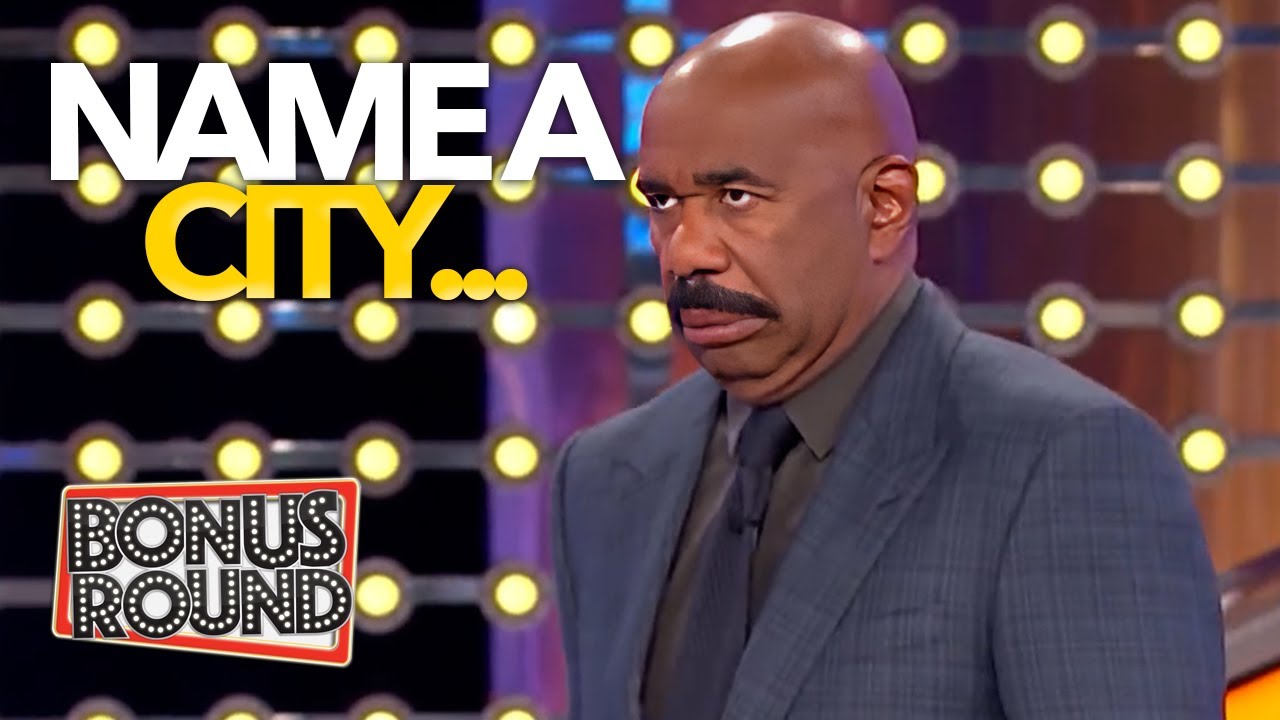 Steve Harvey Reacts to ‘Name a City’ Answers on Family Feud!