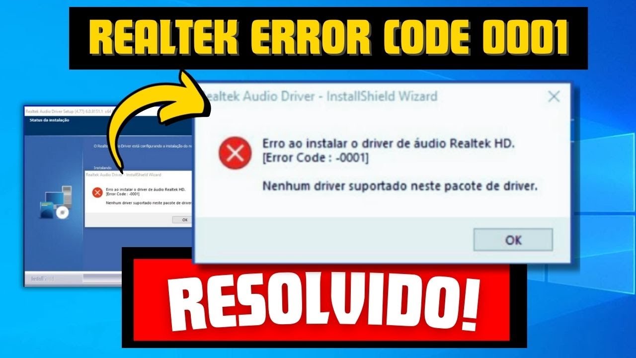 Erro do driver de Áudio Realtek HD Error Code 0001 como resolver em 2025