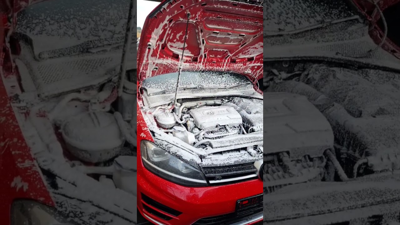 Snow foam wash to this VW Golf R bay engine | Quick view on the deep washing