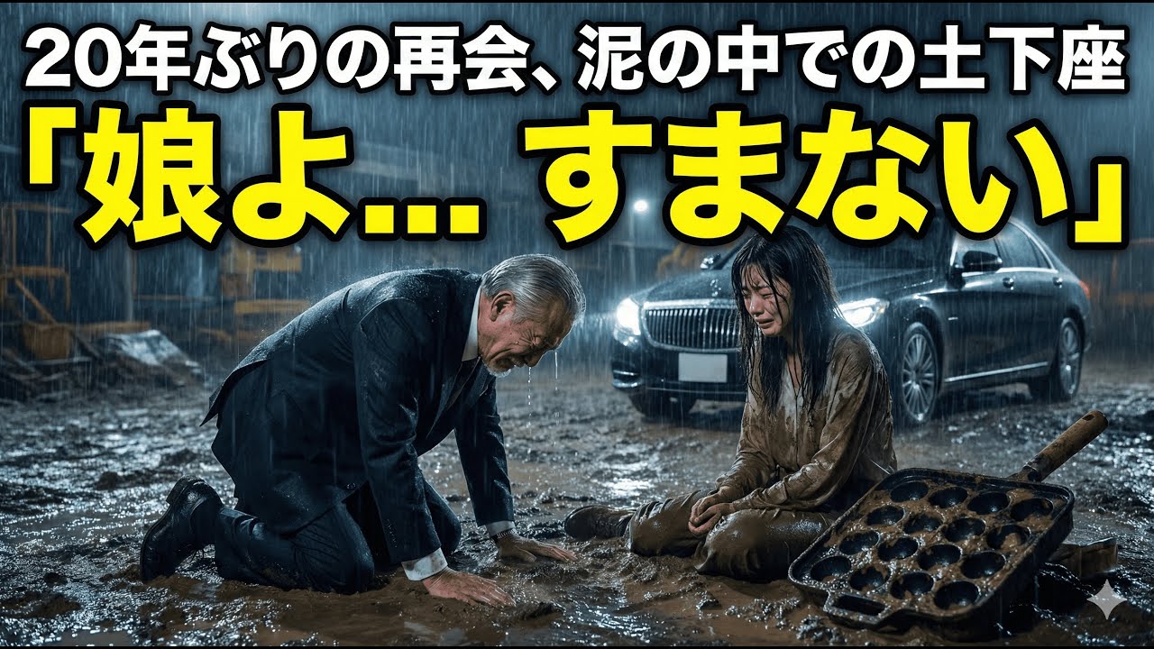 【涙腺崩壊】雨の中、泥まみれで泣き叫ぶ屋台の娘。「その鉄板だけは壊さないで！」高級車から降りた会長が、彼女の前で膝をついた理由。