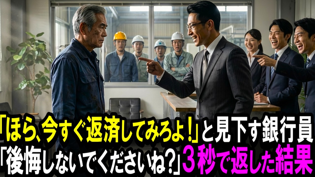 【スカッと】「ほら、今すぐ全額返済してみろよ！」工場社長を見下した銀行員。「後悔しないでくださいね？」→3秒で返した結果…。【シニア】
