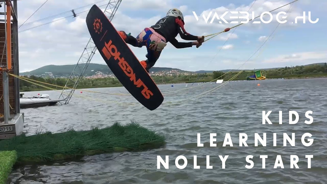 Kids learning Nollie Start from start bench Filmed by wakeblog.hu wakeboard p&eacute;cs