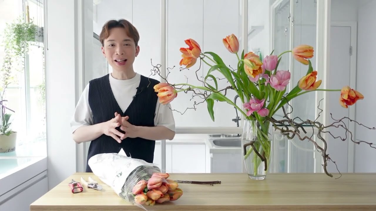 OMAKASE 大師SOLOMON 花藝教室 | 家居鮮花插花擺設 | 法國鬱金香法式不經意 | French tulips TUTORIAL