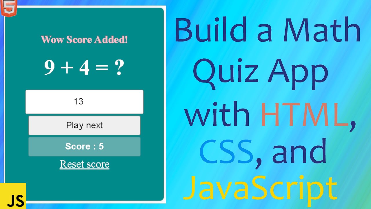 Quiz App using HTML CSS and JavaScript | JS Quiz App | JavaScript Project |Math Quiz Website