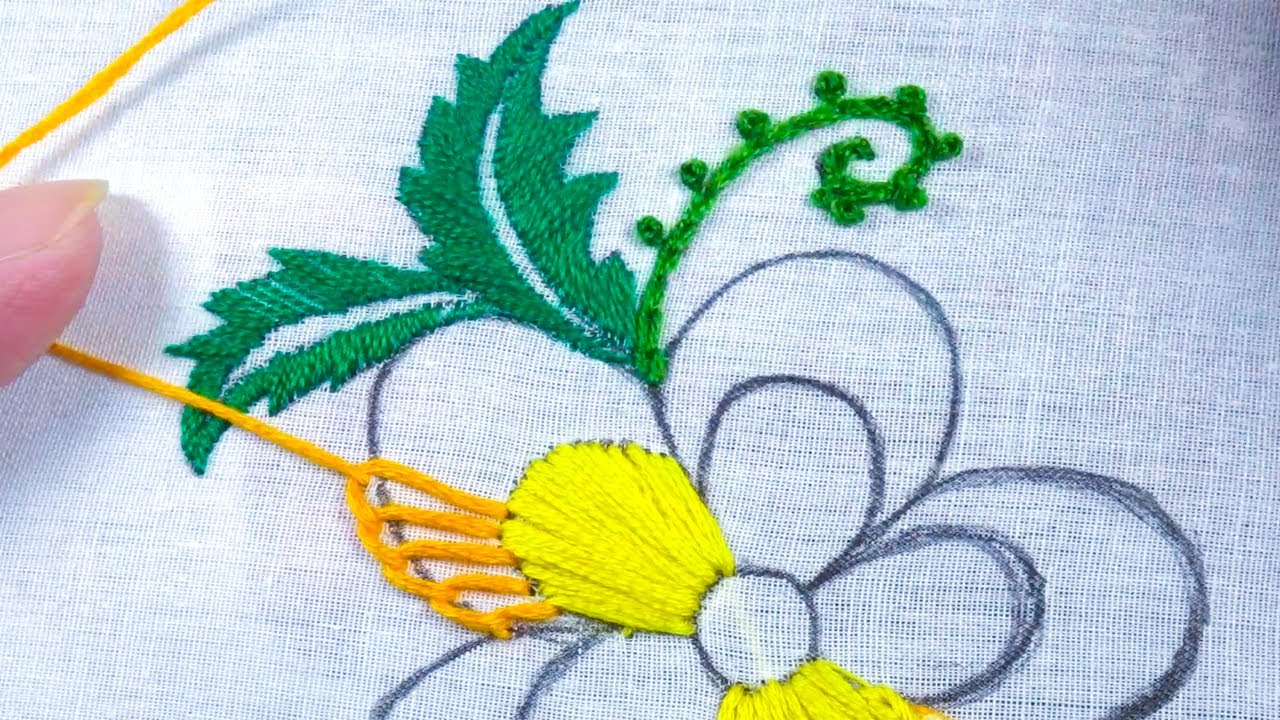 #New #HandEmbroidery elegant five petal flower easy stitch pattern