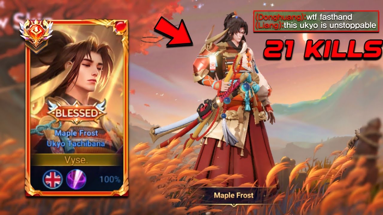 UKYO TACHIBANA NEW MAPLE FROST BLESSED SKIN IS HERE!🔥🤯 - 21 KILLS IN RANKED | UKYO PRO GAMEPLAY HOK
