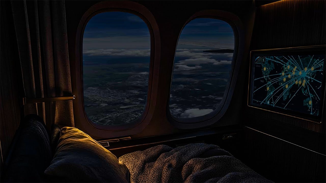 Dark First Class Flight Chicago to Honolulu✈️Airplane White Noise for Deep Sleep -Cabin Engine Sound