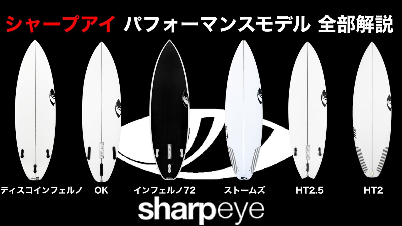 シャープアイサーフボード ハイパフォーマンスモデル解説。HT2,OK,ディスコ・インフェルノ,ストームズ(カノア五十嵐モデル),HT2.5,インフェルノ72