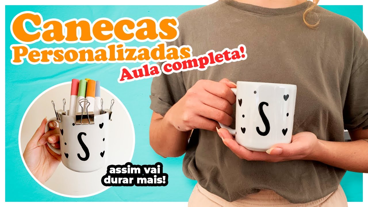 COMO PERSONALIZAR CANECA DE PORCELANA [Aula Completa] - Caneta permanente