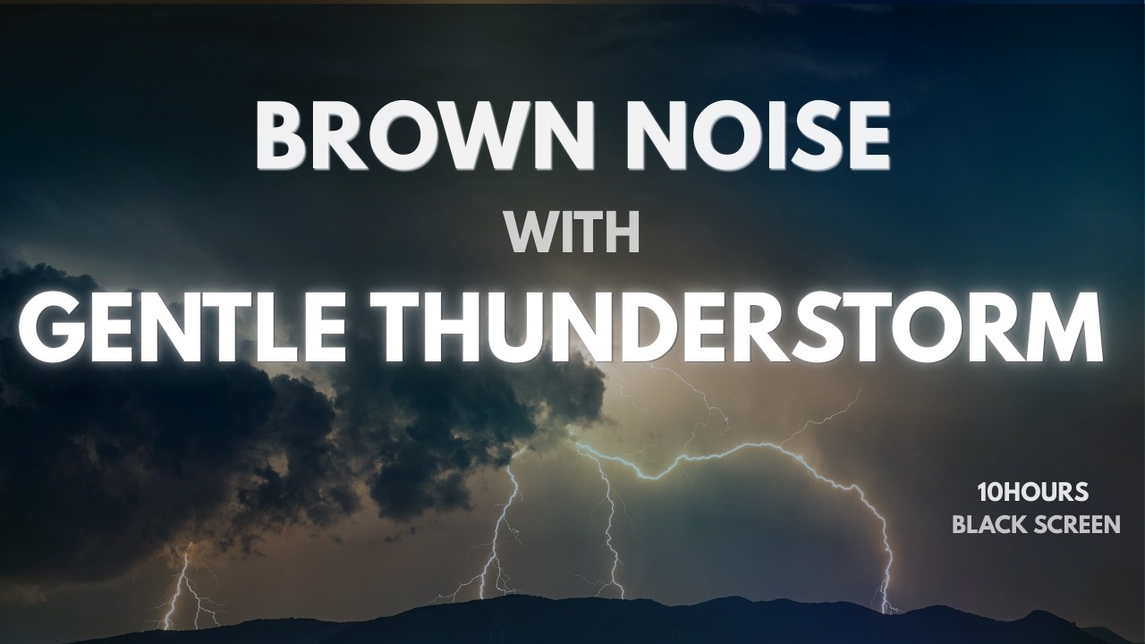 Brown Noise for Sleep | Soft Rain and Distant Thunder (Black Screen)