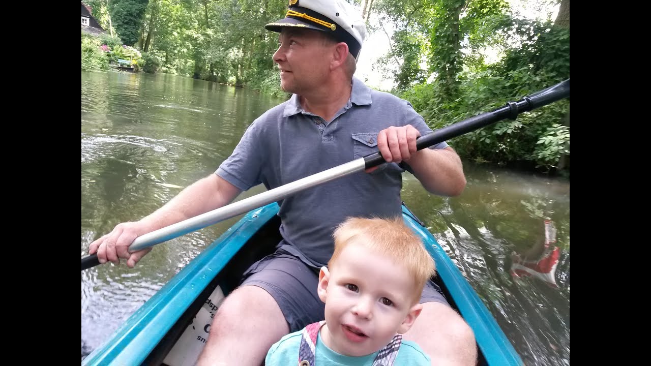 Familienausflug zu dritt mit einem 2-er Paddelboot im Spreewald