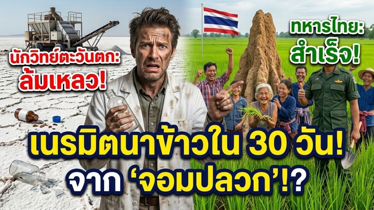นักวิทย์ตะวันตกทิ้งดินเค็ม 100 ปี! แต่ทหารช่างไทยใช้เทคนิค 'จอมปลวก' เนรมิตนาข้าวรอดตายใน 30 วัน