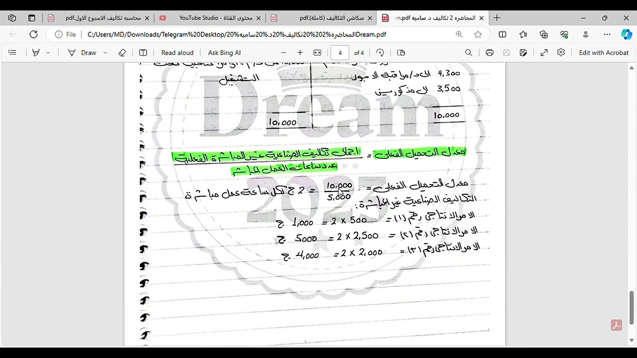 محاسبة تكاليف الفرقة الرابعة كلية تجارة بنات جامعة الازهر