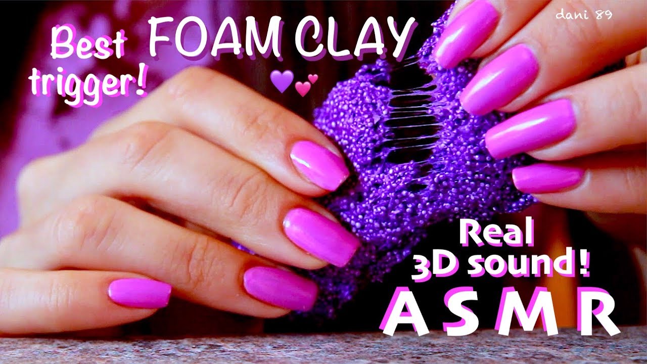 😴 Gentle ASMR 💜 Play with FOAM CLAY 💟 SQUISHING & STICKY sounds💗Binaural Tingles for relaxation 💜