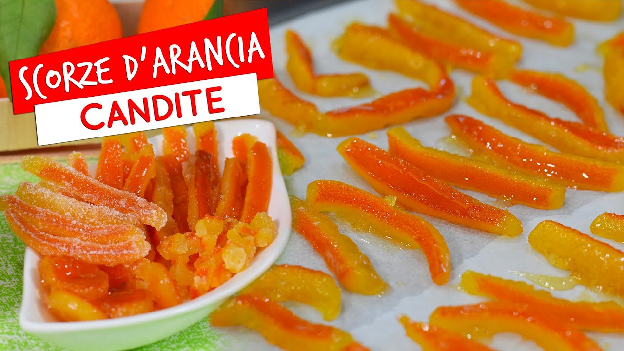 Scorze d'arancia candite in più versioni (scorzette, canditi e bottoni di scorza)