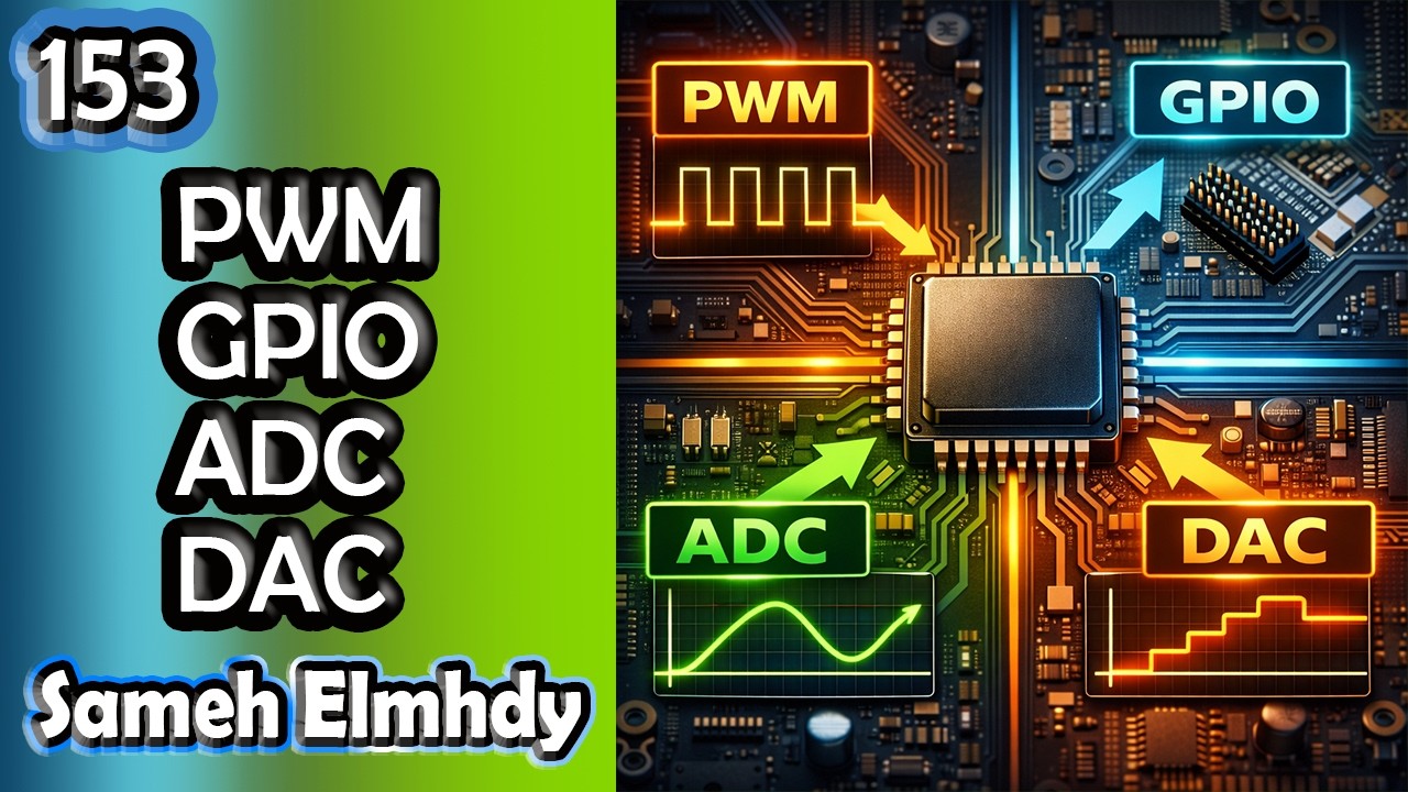 153  شرح دائرة الإضائة |TFT   ADC , DAC, PWM , GPIO , Analog , Digital  | المستوى السادس