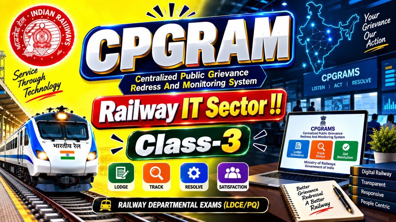 CPGRAM !! Class - 3 !! Deep !! Railway Departmental Exam(LDCE/PQ) !! By R.V.Sir