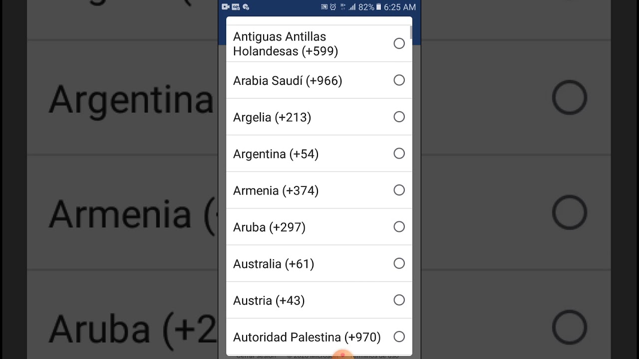indicativos de los paises de la A  hasta la Z
