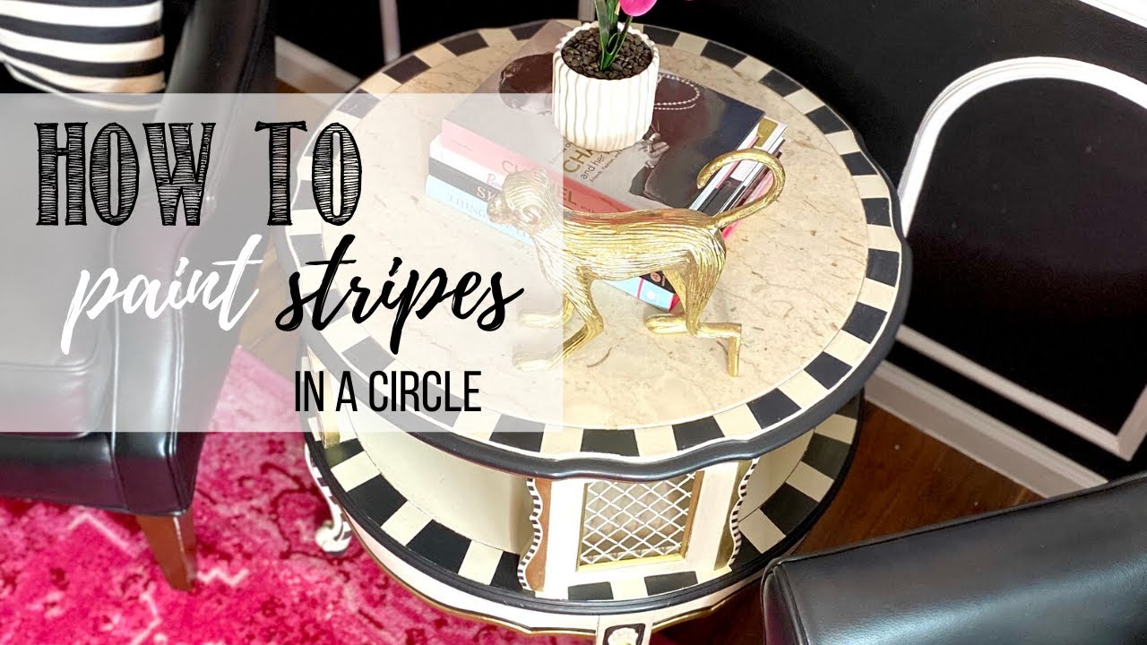 How to Paint Stripes on Furniture in a Circle with NO Measuring LIVE | Tracey's Fancy