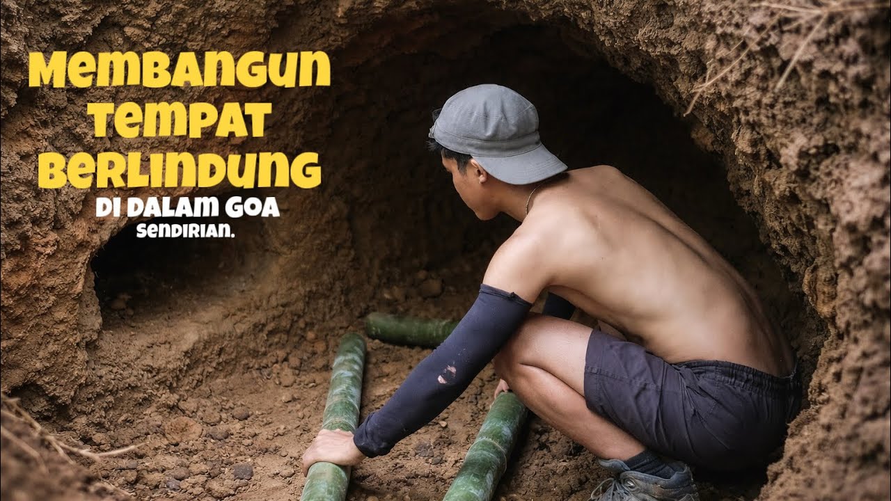 Membangun tempat perlindungan bawah tanah || Survival Skill