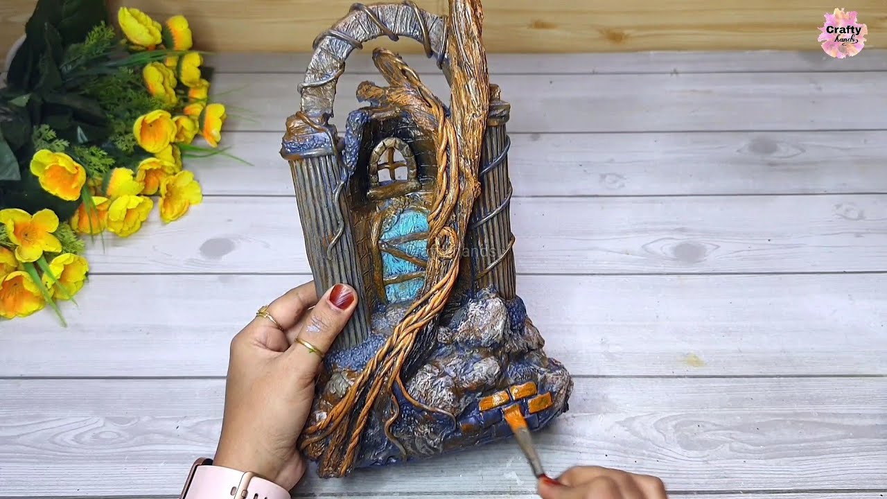 A very beautiful craft idea using cardboard and plastic bottle | diy | home decor | crafty hands
