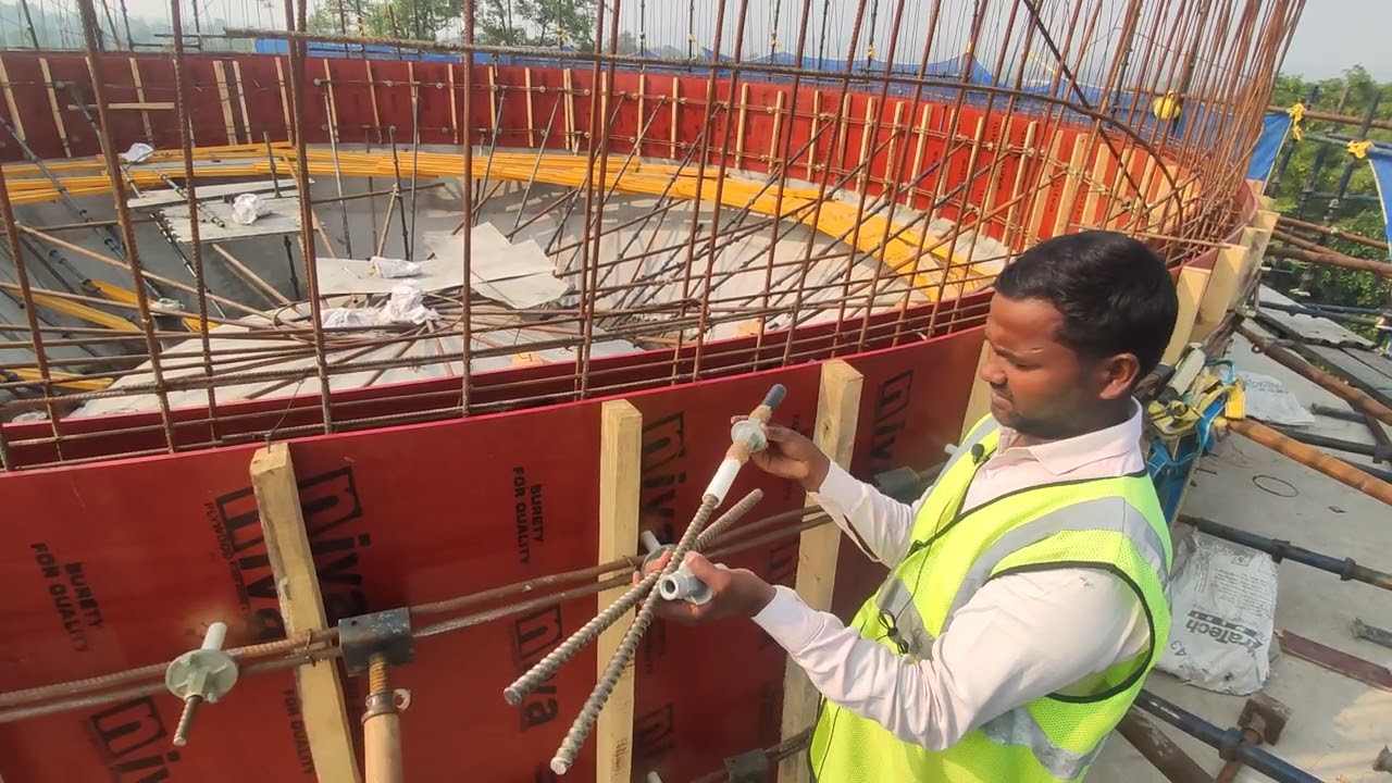 water barrier and tie rod kaise lagta hai. rcc vertical wall shuttering .how to fix water barrier