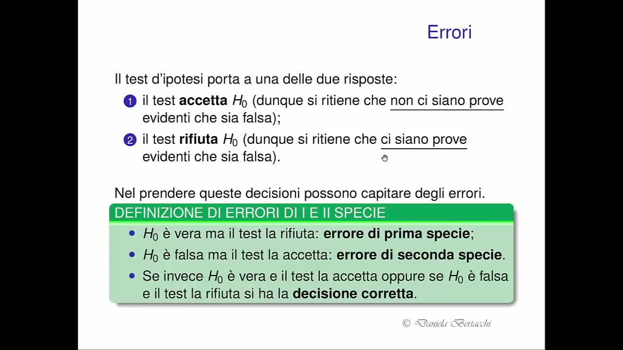 2 - Test d'ipotesi: prime definizioni