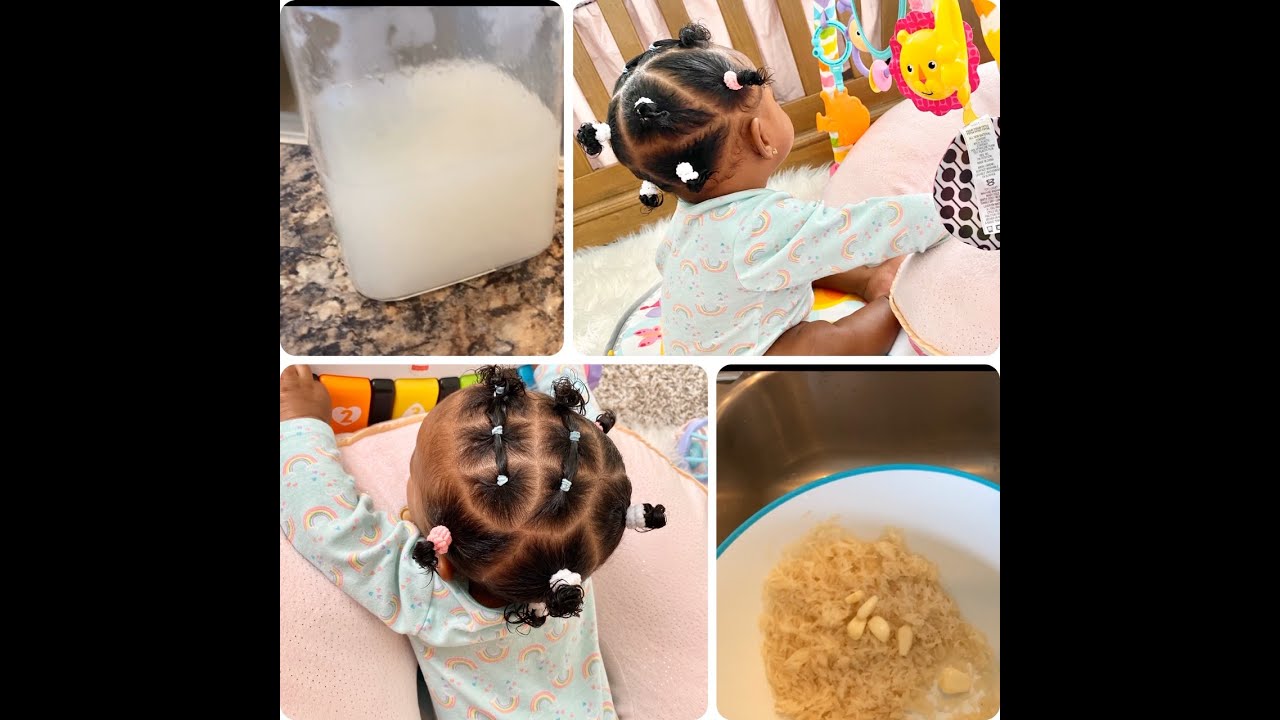 GARLIC RICE 🍚 WATER HAIR TREATMENT ON 4 MONTH OLD