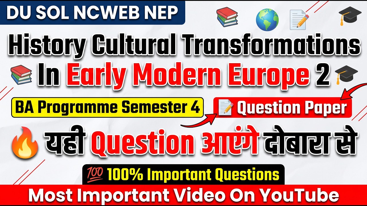 History Cultural Transformations in Early Modern Europe 2 BA Programme Semester 4 Question Paper 😱🔥💯