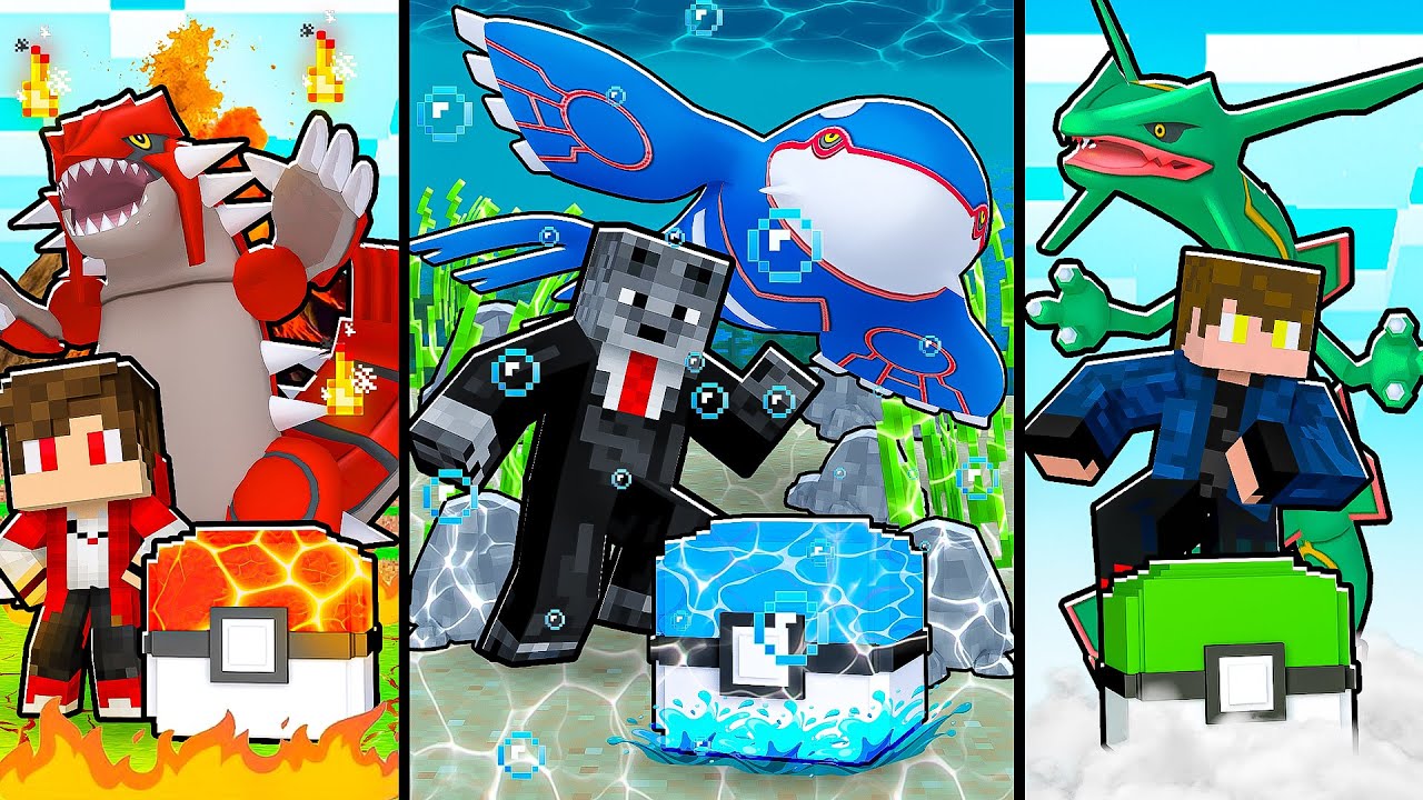 3 IDIOTAS ABRINDO as LUCKY PIXELMON dos POKEMON VERMELHO vs AZUL vs VERDE no MINECRAFT