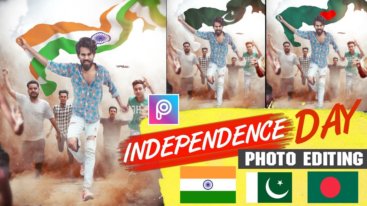 INDEPENDENCE DAY photo editing for 🇮🇳India, 🇵🇰Pakistan & 🇧🇩Bangladesh In PicsArt & Lightroom
