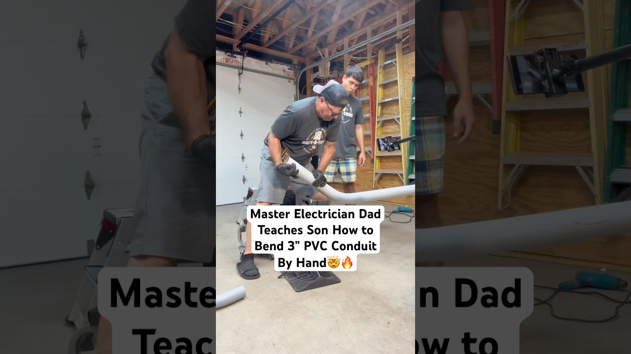 Master Electrician Dad Teaches a Hack how to Bend 3&rdquo; PVC Conduit by Hand🤯 Did you know this?