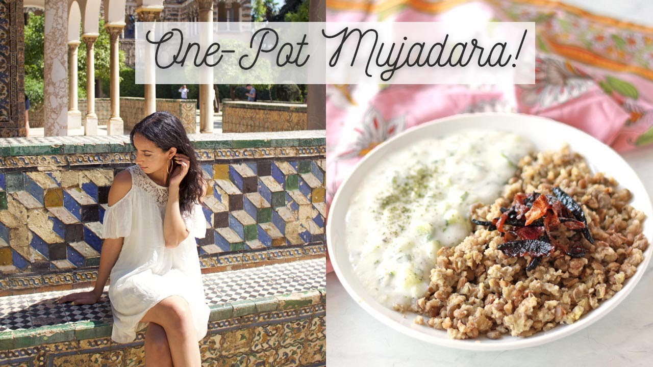 One Pot MUJADARA (Bulgur & Lentils) w/ VEGAN Cucumber Yogurt