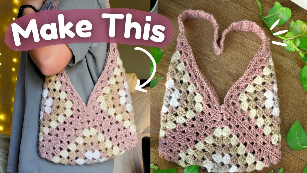 Crochet Granny Square Bag Tutorial for Beginners (only 3 squares)