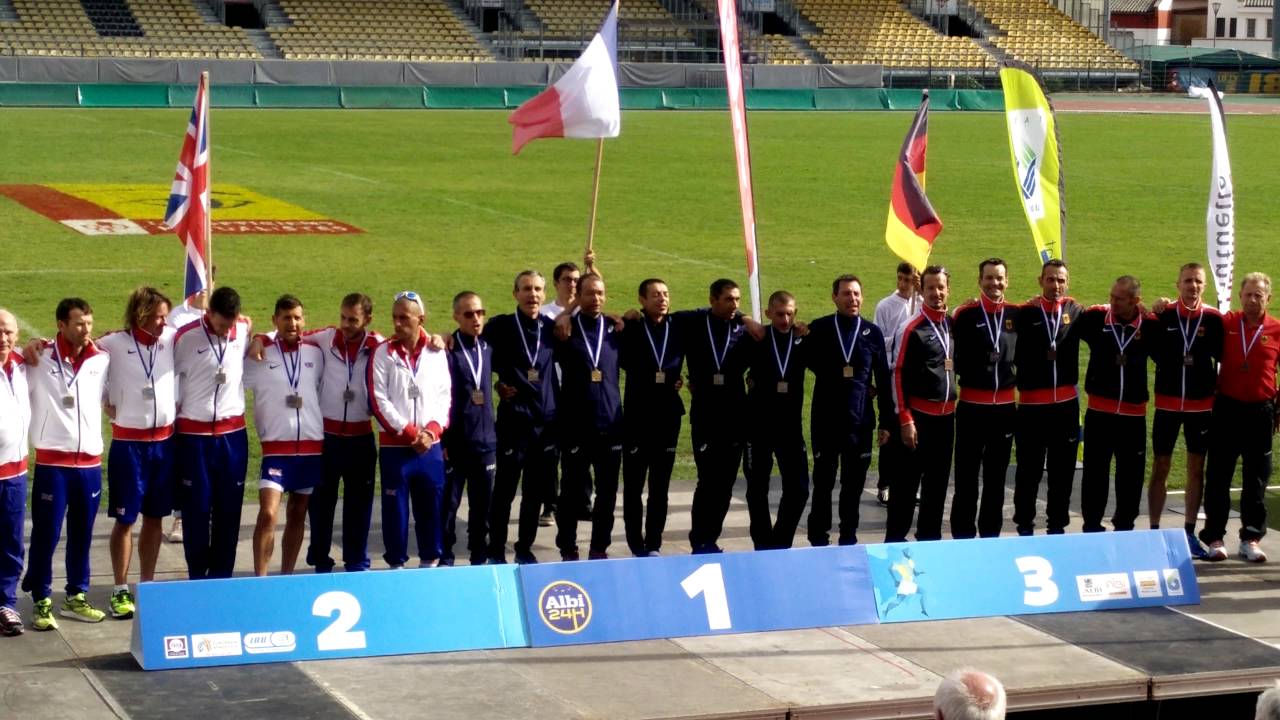Men's Team Medal Ceremony - IAU 24 Hour European Championships, Albi, France