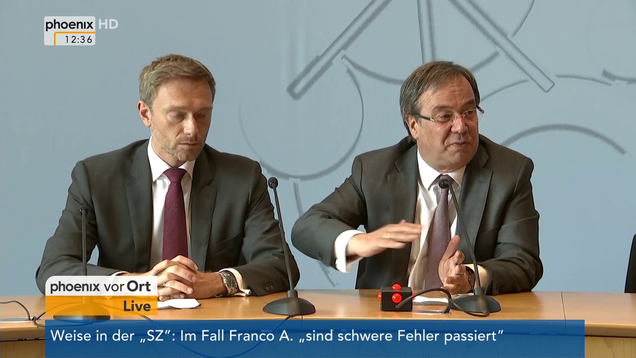 Sondierungsgespräche FDP/CDU: Pressekonferenz von Christian Lindner und Armin Laschet am 19.05.17