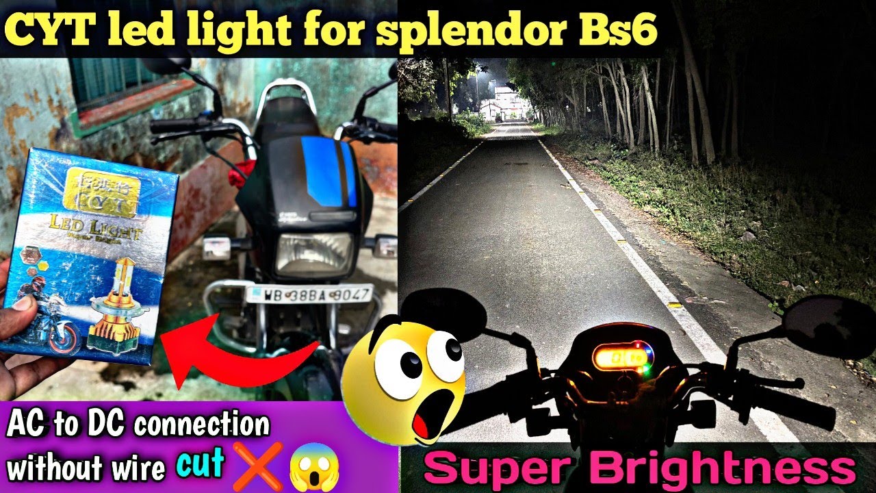 CYT led light for splendor Bs6 | Bike headlight AC to DC connection without wire cut ✅|