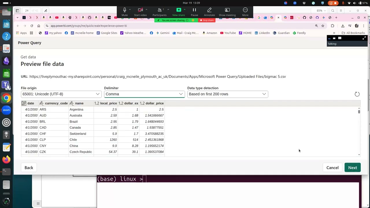 Using the web interface to Power BI