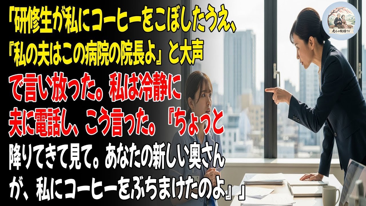 💕「あるインターンが私にコーヒーをこぼし、夫が社長だと自慢した。私はすぐに夫に電話した。『降りてきて。あなたの新婚の奥さんが、私にコーヒーをぶちまけたの。』」😡   ㅣ黄昏恋ㅣ老後の物語ㅣ再婚