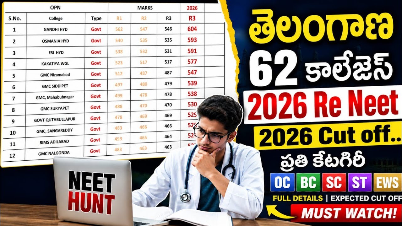 Re Neet ug 2026 telangana mbbs colleges cut off marks prediction of all colleges | Neet Hunt | #Neet