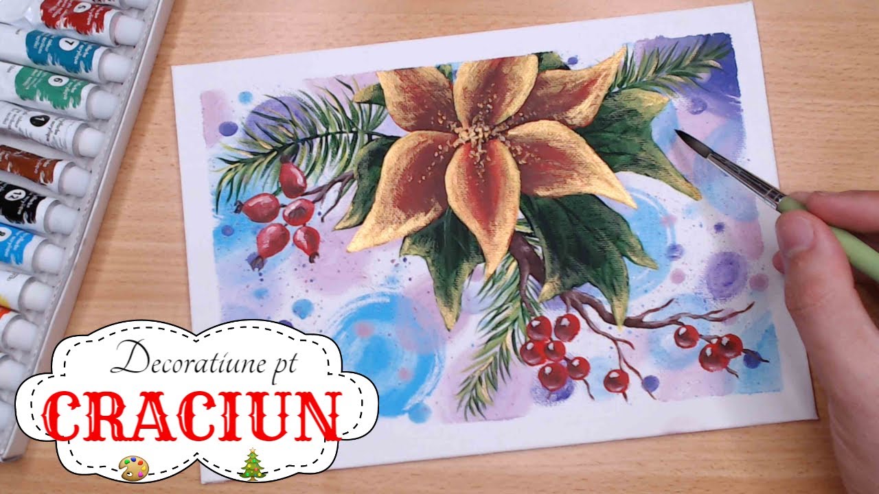 Pictura de Craciun si Iarna 🎄 Tutorial usor cu instructiuni pas cu pas