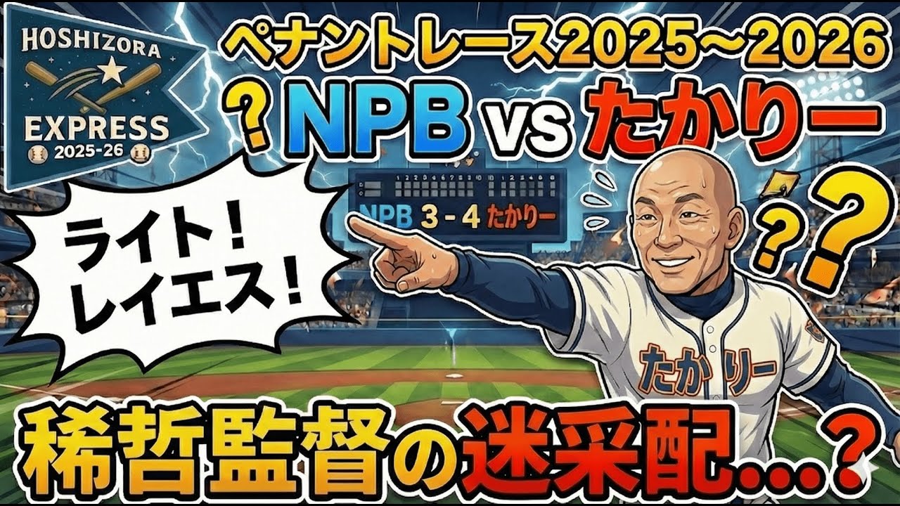 【企画】たかりーvsみどりんvsNPB ペナントレース2025～2026 第21戦(第7節 第3試合) 稀哲監督の迷采配...？