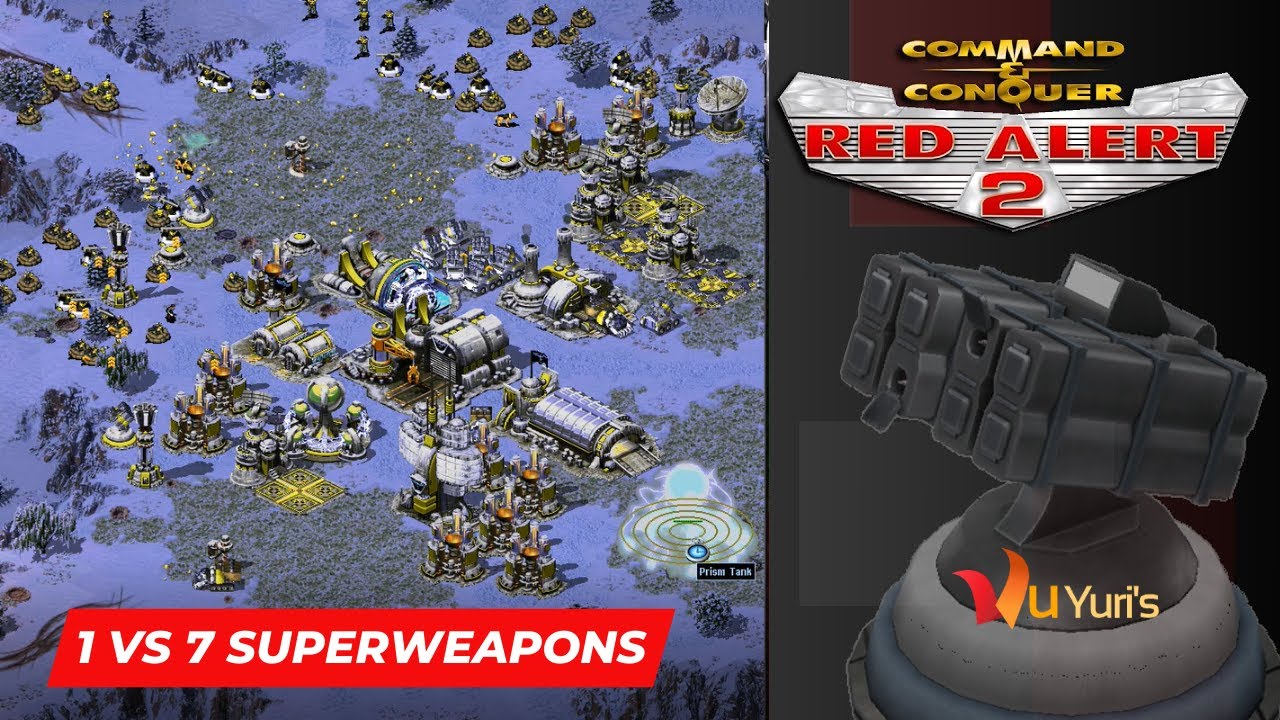 red alert 2 || 1 vs 7 superweapons - hard AI || Russian roulette map