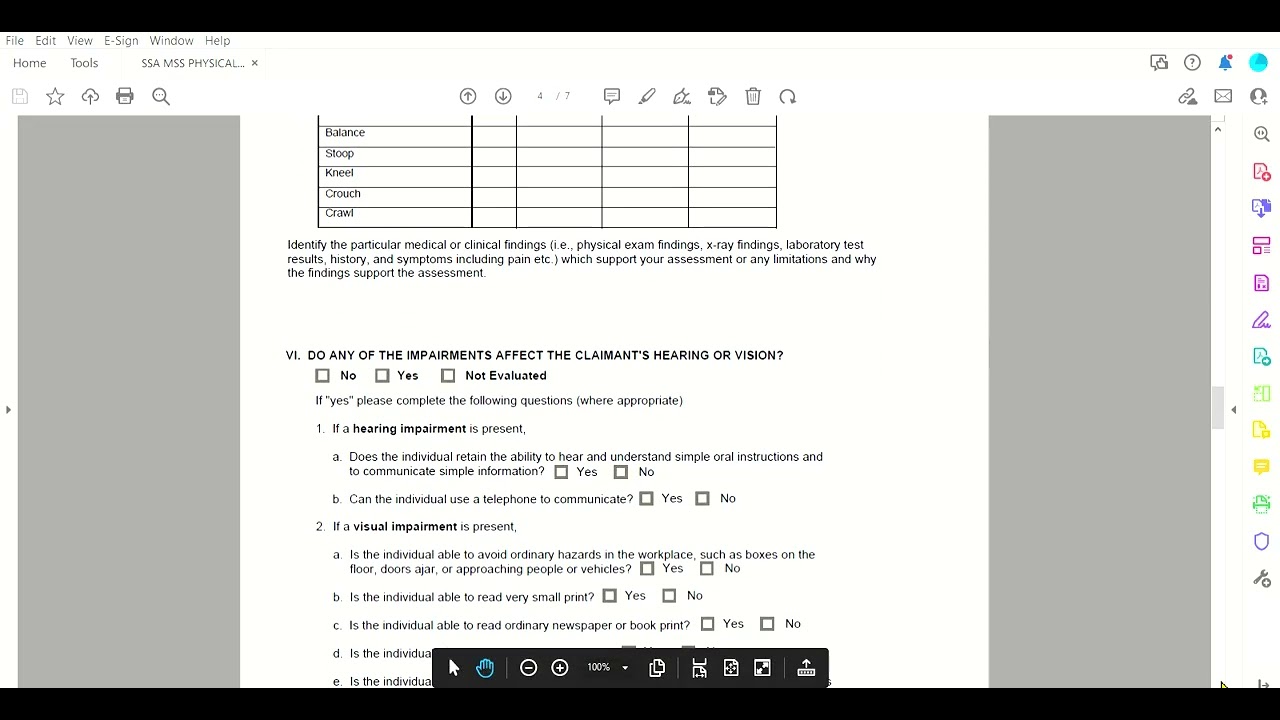 FORM REVIEW: SSA PHYSICAL MEDICAL SOURCE STATEMENT