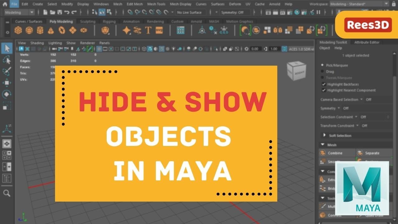 How to Hide & Show objects in Maya 2023 | Rees3D.com