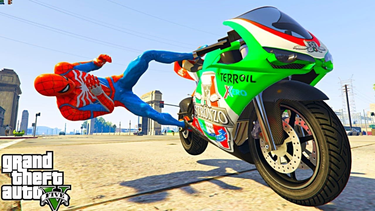 GTA5 Stunning Ragdolls #.12 Spiderman con Hulk Jump Challenge (SALTOS  y acrobacias con Motos) Hulk